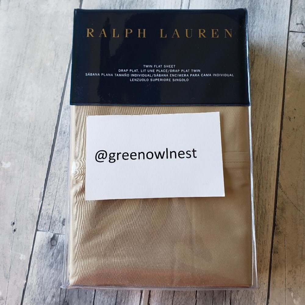 NWT - Ralph Lauren RL 464 Solid Percale Burnished Chamois Twin Flat Sheet